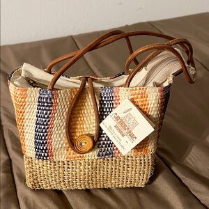 Brown and Orange Woven MINI  Tote Bag
